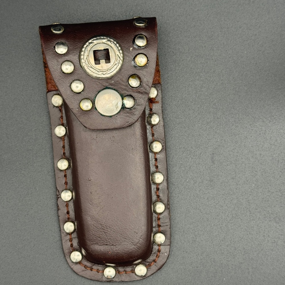 Vintage‎ Brown Leather Studded Belt Knife Sheath Holster Western  Accessory